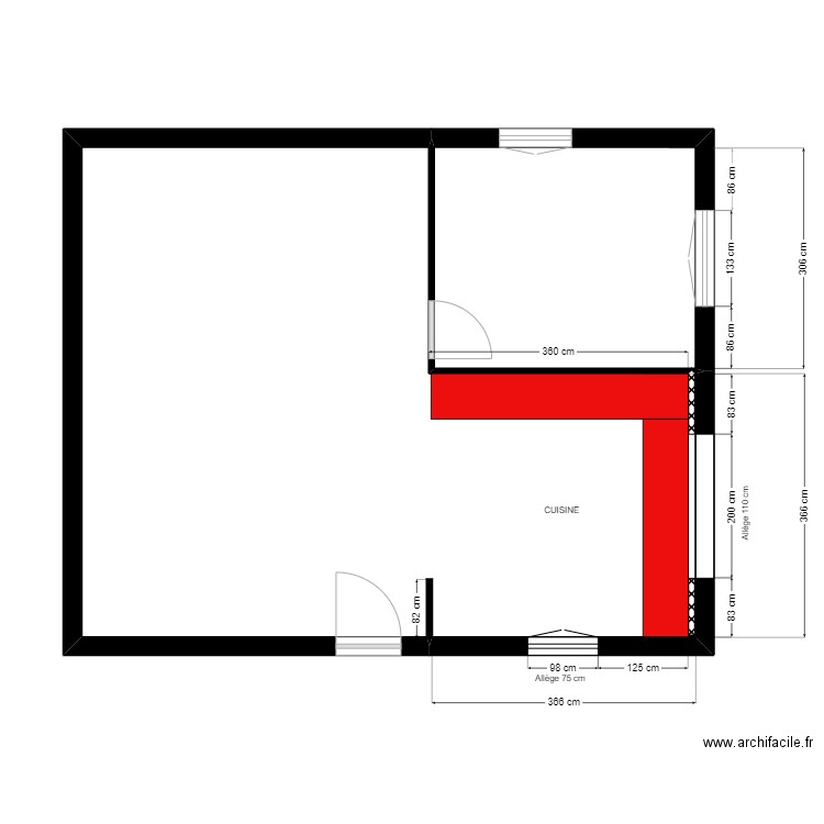 MEROUR PROJET. Plan de 2 pièces et 57 m2