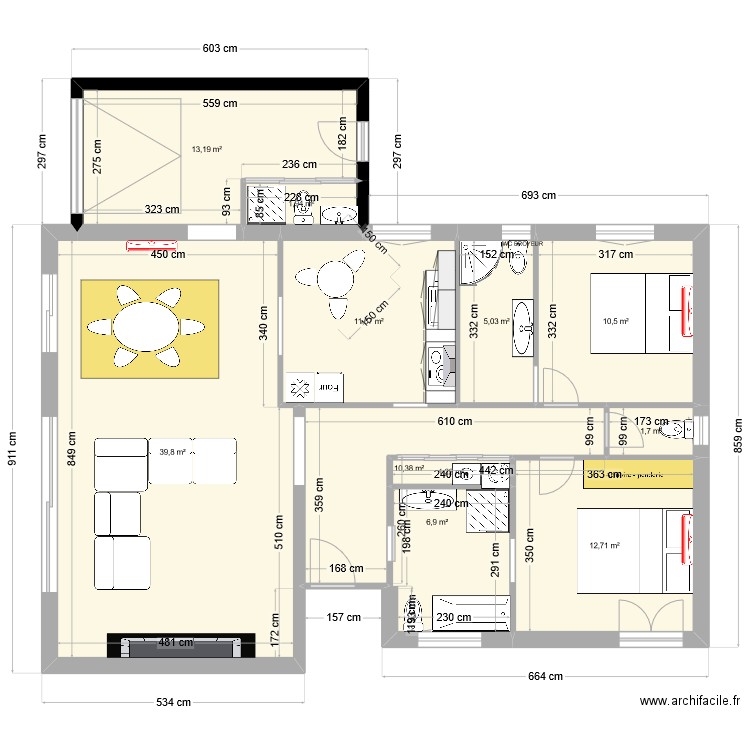 argel AMENAGE bis. Plan de 11 pièces et 115 m2