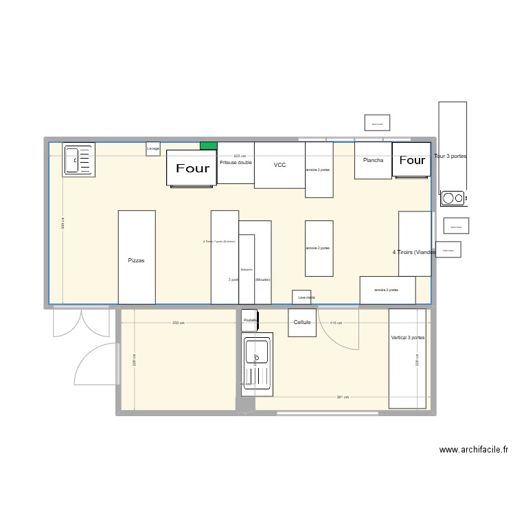 Régent 2. Plan de 3 pièces et 45 m2