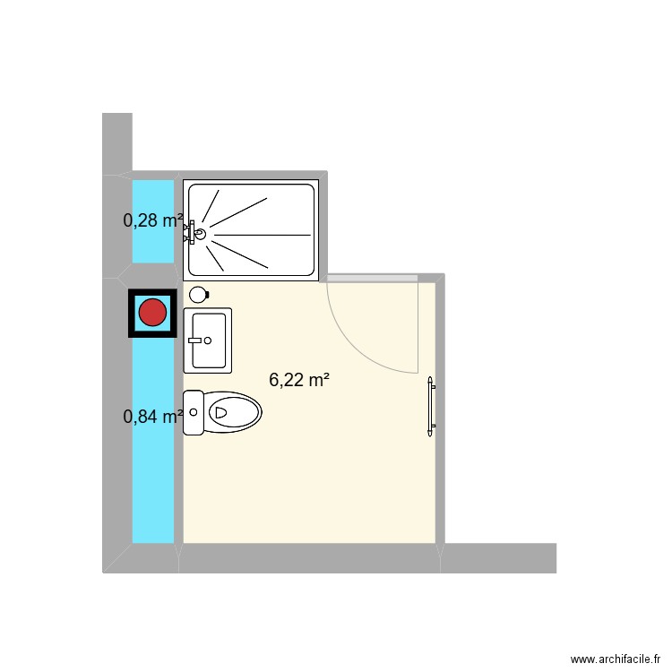 Blandin. Plan de 3 pièces et 7 m2