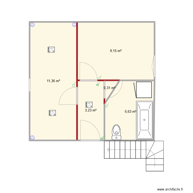 chantier salomé. Plan de 5 pièces et 30 m2