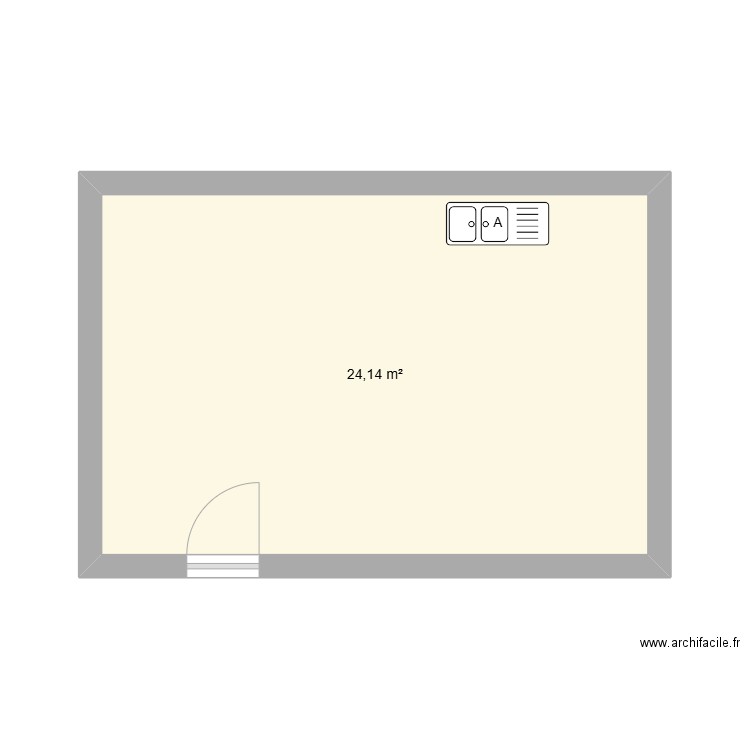 Habitat . Plan de 1 pièce et 24 m2