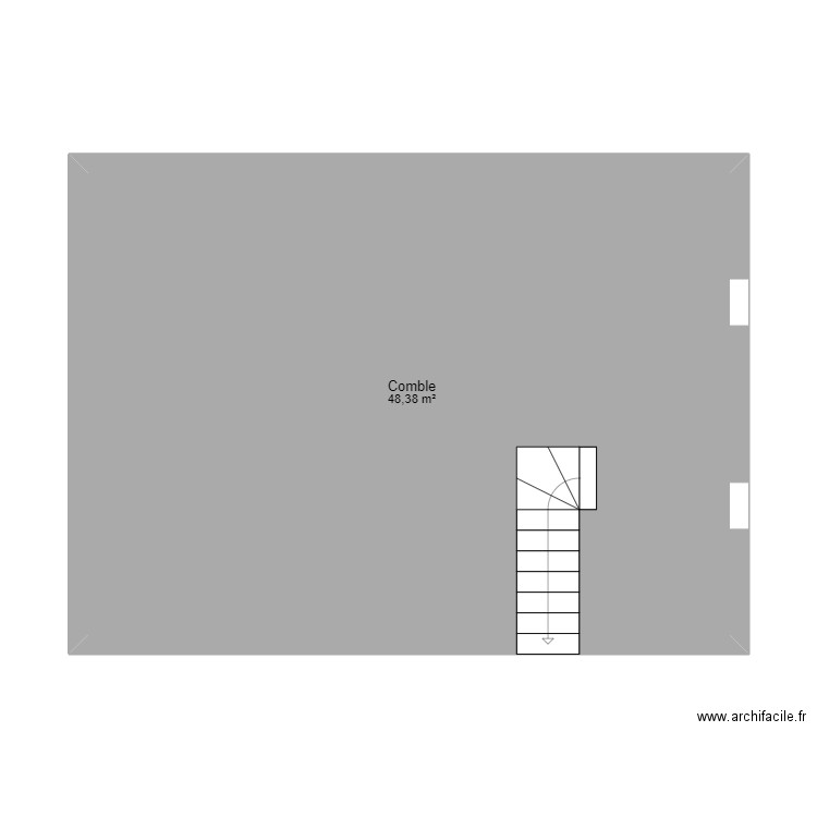 Chambre combles. Plan de 1 pièce et 48 m2