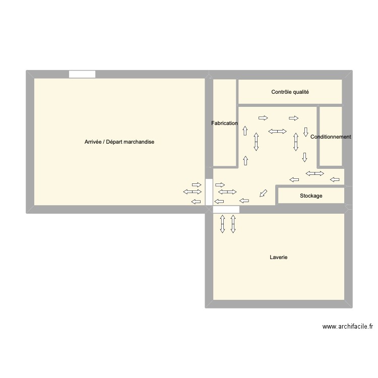 laboratoire. Plan de 7 pièces et 55 m2