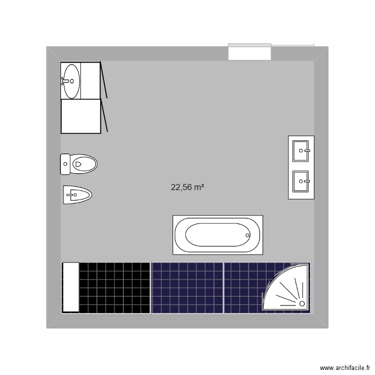 salle de bain . Plan de 1 pièce et 23 m2