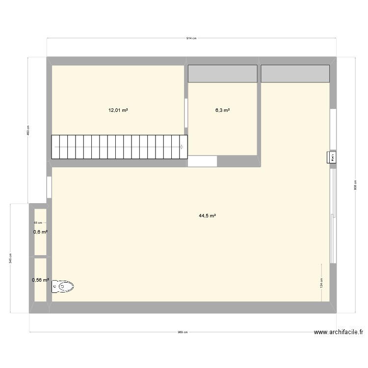 Garage Bièvre SDB, cuisine au fond 2. Plan de 5 pièces et 64 m2