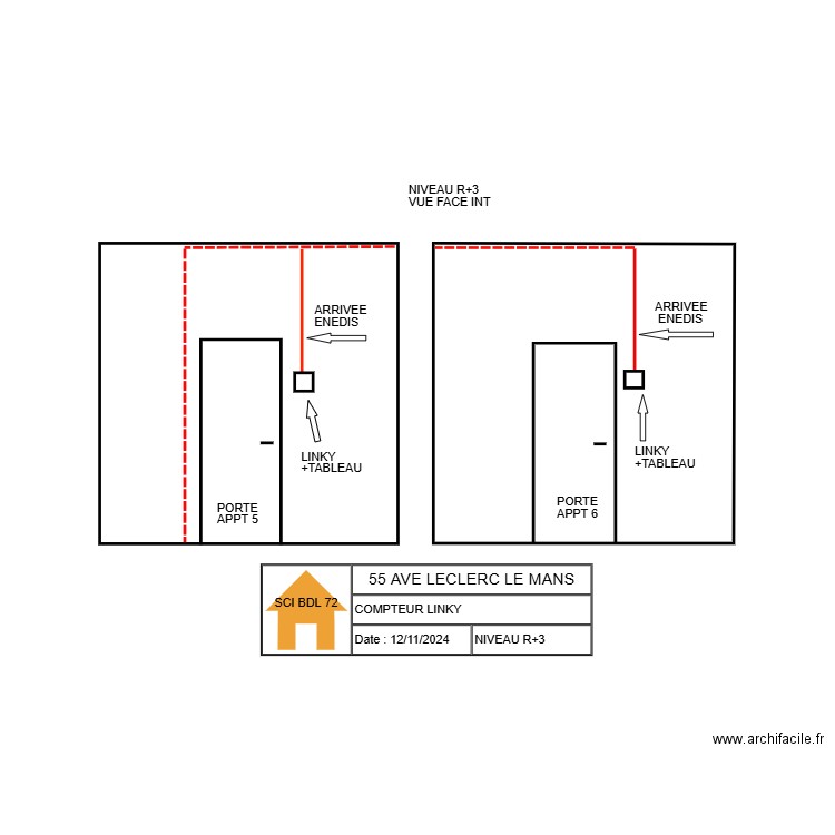 VUE INT R+3. Plan de 0 pièce et 0 m2