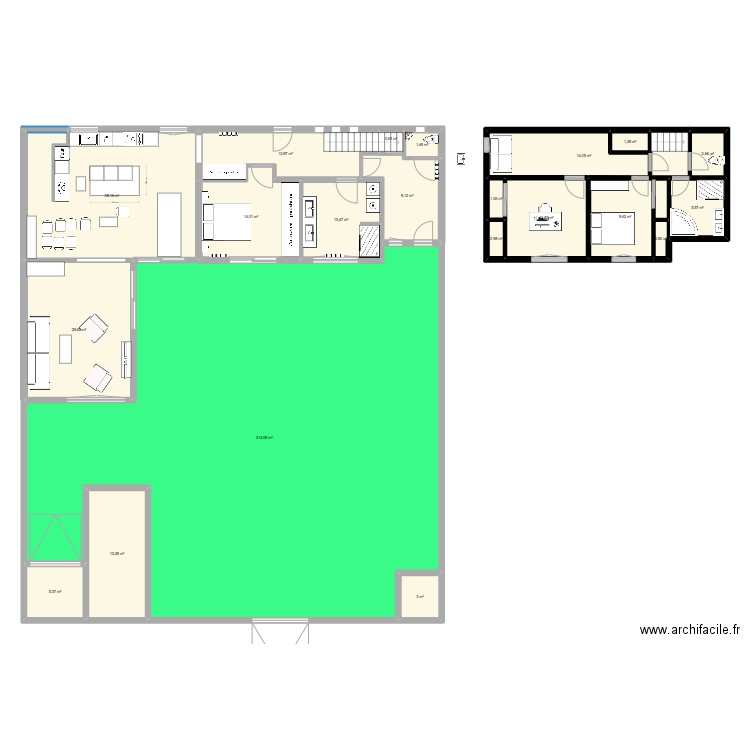 cuisine 3. Plan de 21 pièces et 395 m2