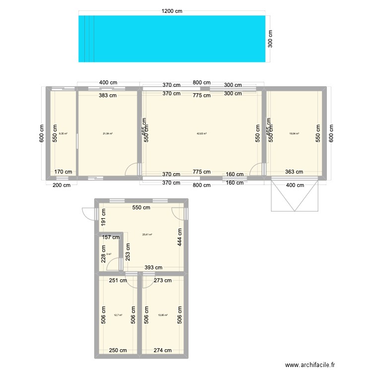 Second Canal. Plan de 8 pièces et 143 m2