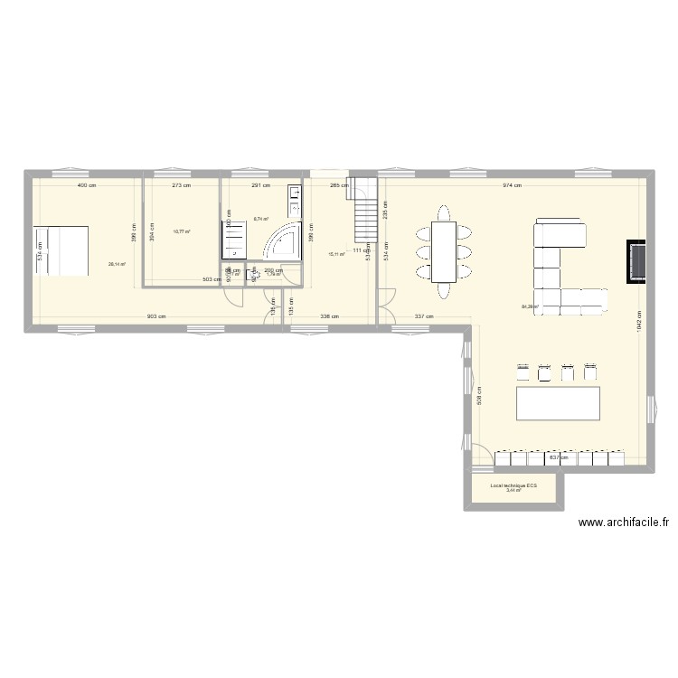 Saulx. Plan de 8 pièces et 153 m2