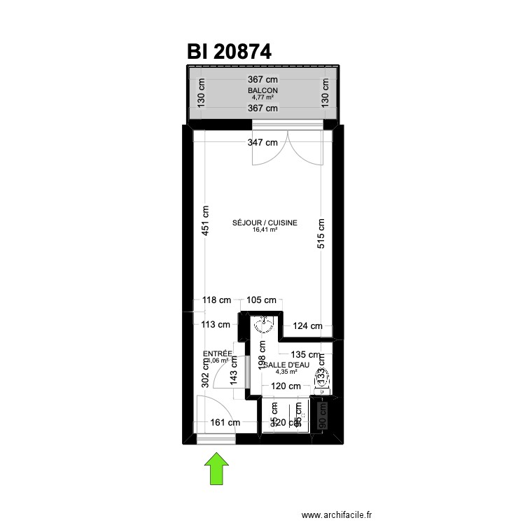 BI 20874. Plan de 6 pièces et 30 m2