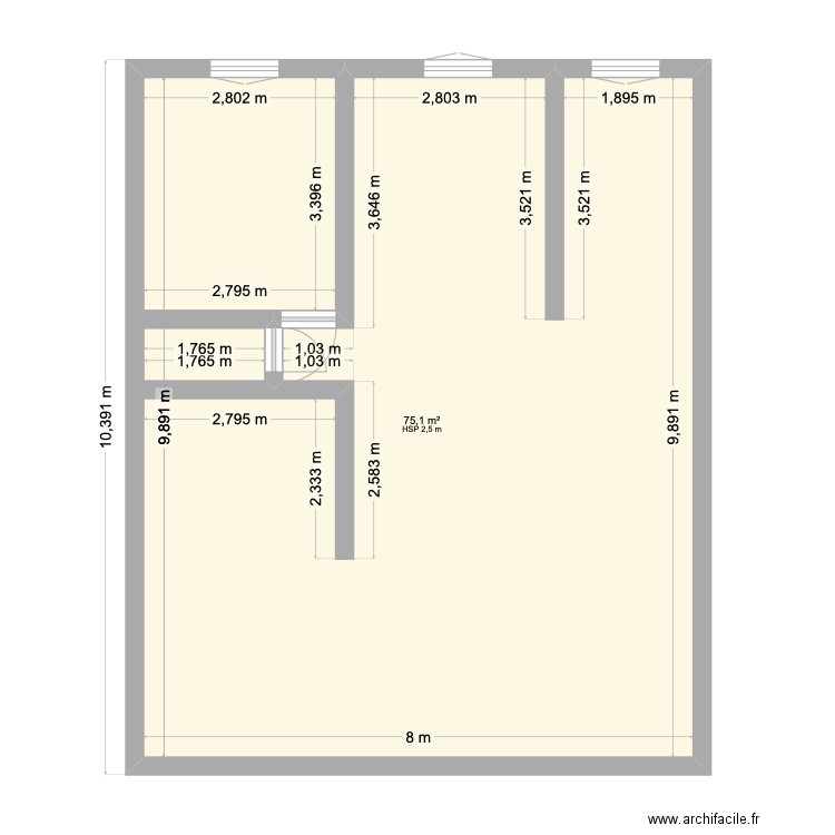 maison 3 chambre. Plan de 1 pièce et 75 m2