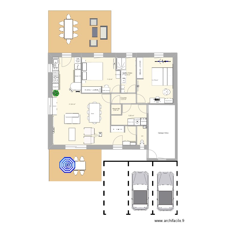 Dernier plan. Plan de 7 pièces et 82 m2