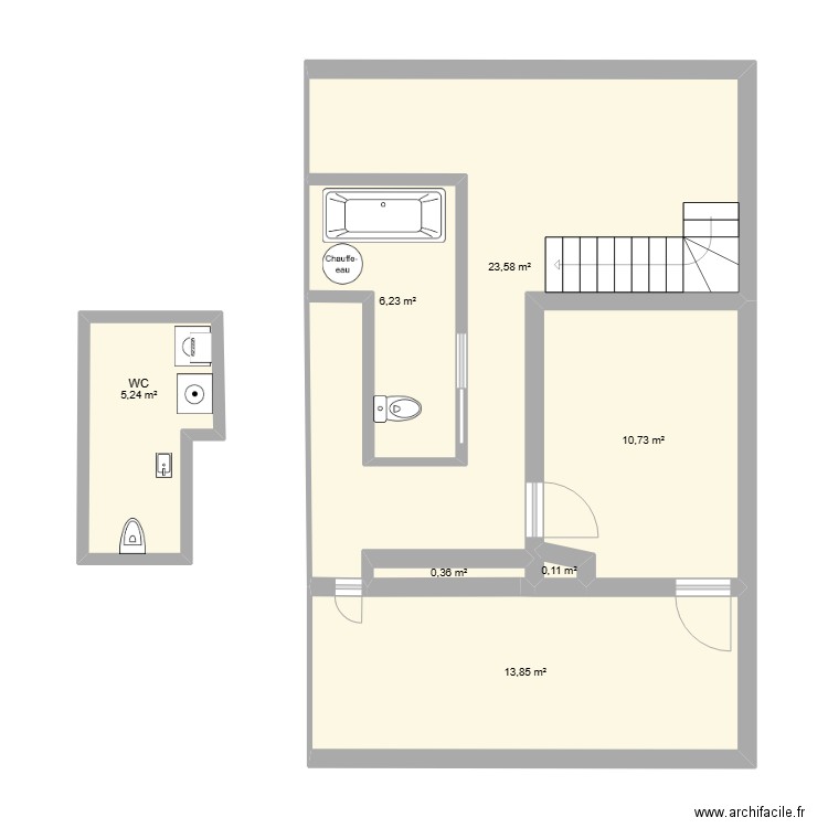 Maison. Plan de 7 pièces et 60 m2