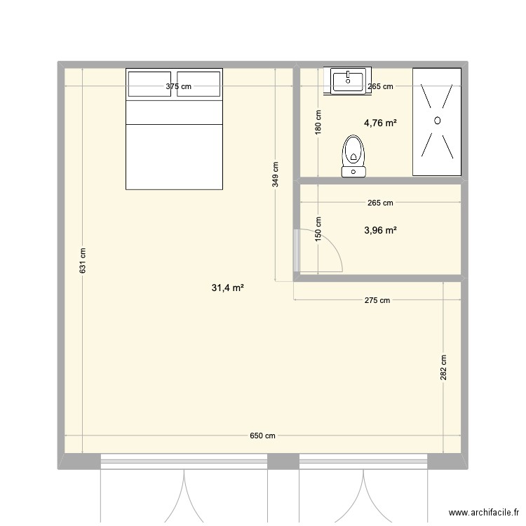 Local Alegranza. Plan de 3 pièces et 40 m2