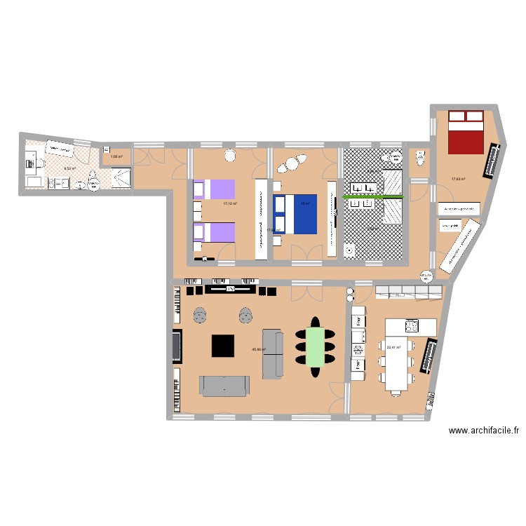 46 SADA 7. Plan de 10 pièces et 159 m2