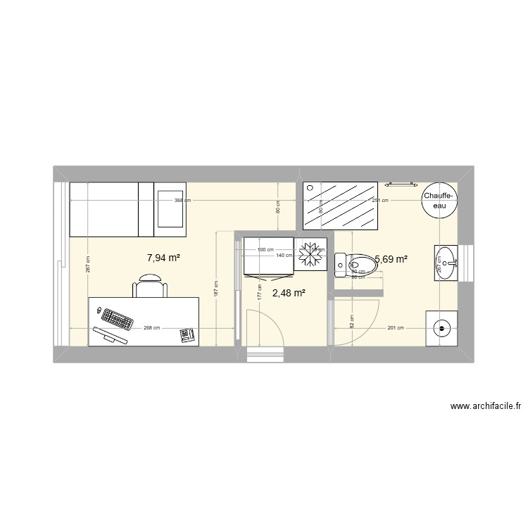 Garage. Plan de 3 pièces et 16 m2