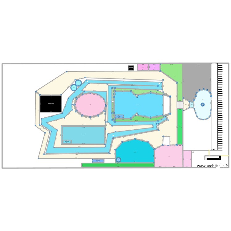 aquaparc. Plan de 31 pièces et 3491 m2