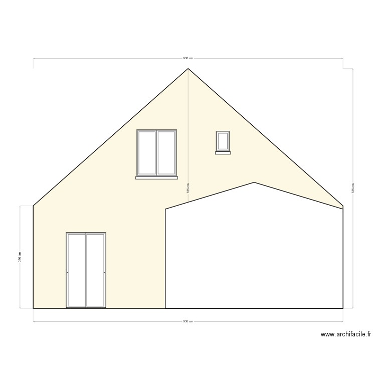 facade coupé. Plan de 0 pièce et 0 m2