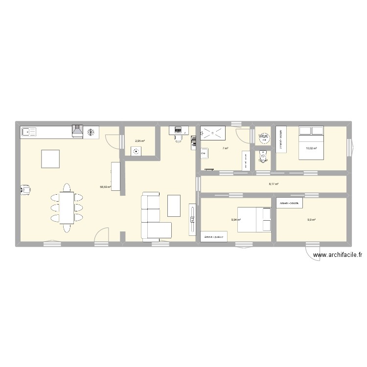 maison. Plan de 9 pièces et 109 m2