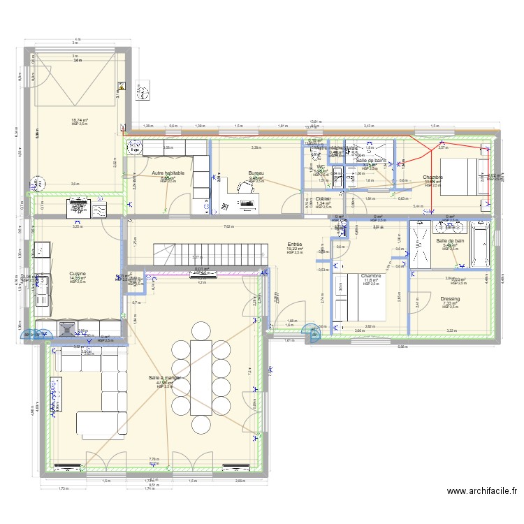 Maison Perso. Plan de 41 pièces et 324 m2