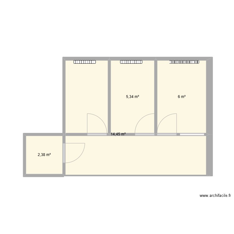 Etage avant cote. Plan de 4 pièces et 28 m2