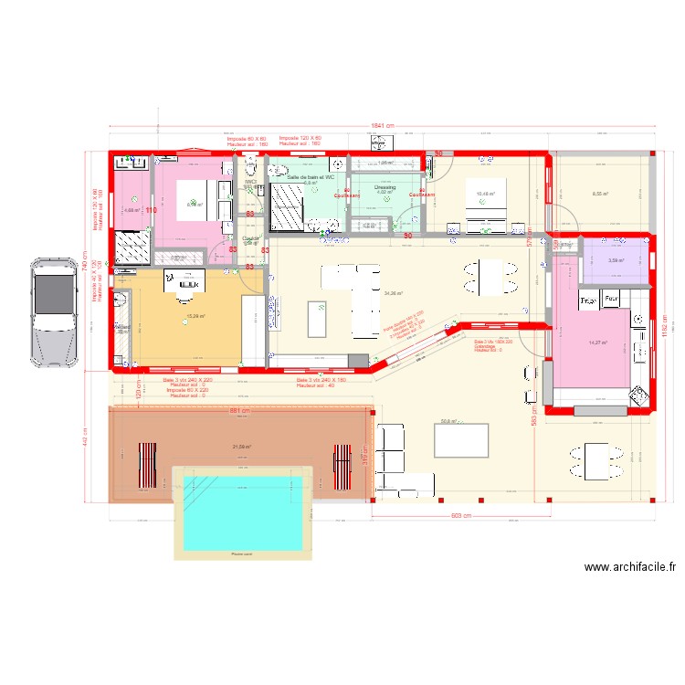 Villa Cocotte Ducos Moonette (cuisine) 2. Plan de 29 pièces et 313 m2