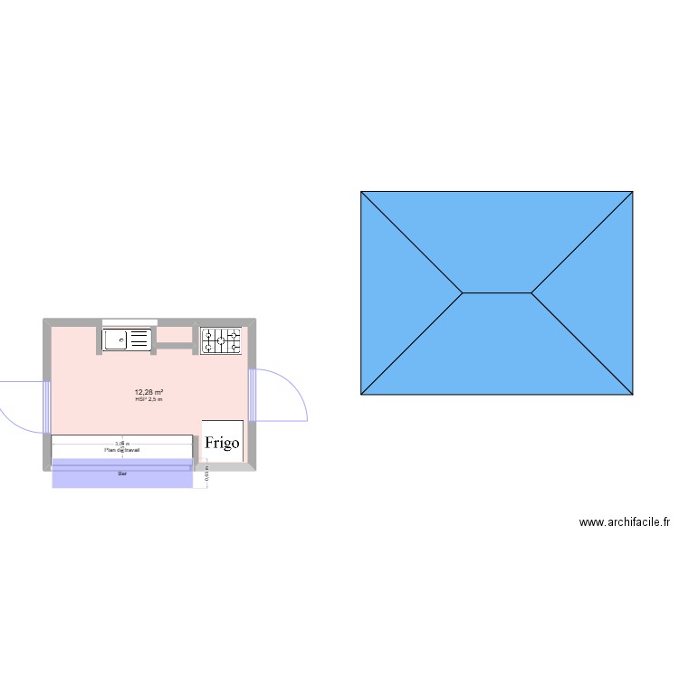 projet cuisine exterieure. Plan de 1 pièce et 12 m2