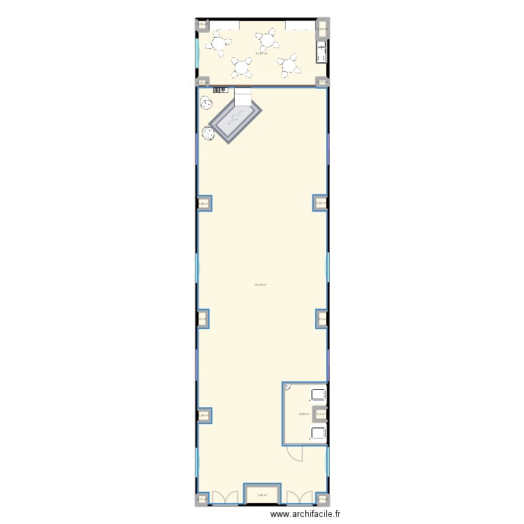 creche. Plan de 16 pièces et 163 m2