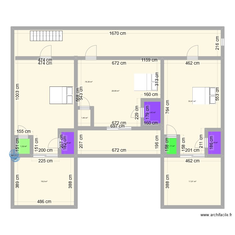 etage. Plan de 11 pièces et 192 m2