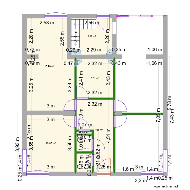 RDC EXISTANT. Plan de 8 pièces et 48 m2