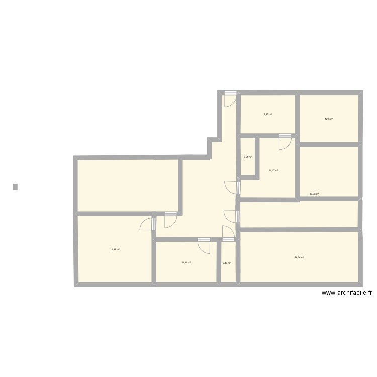 Paganini. Plan de 9 pièces et 125 m2