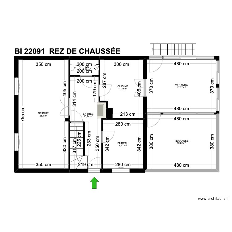 BI 22091. Plan de 23 pièces et 282 m2