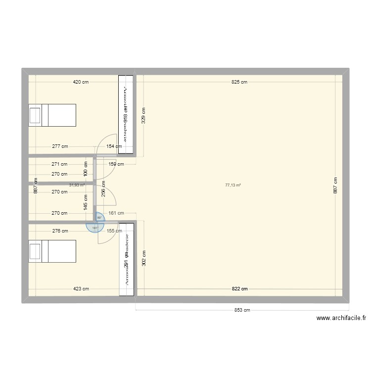 maison compact. Plan de 2 pièces et 109 m2