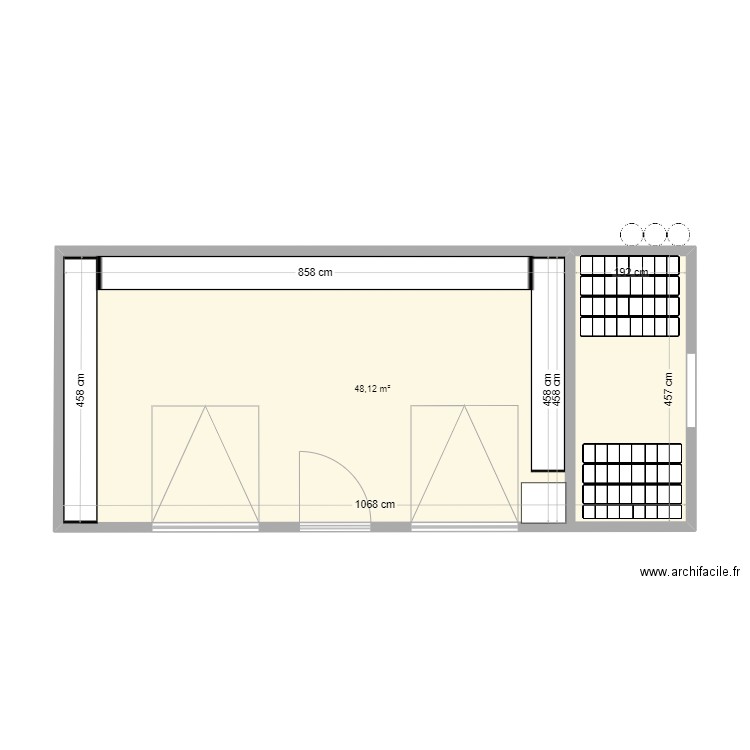 cabanon  au chalet. Plan de 1 pièce et 48 m2