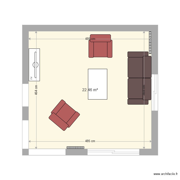 Salon meublé. Plan de 0 pièce et 0 m2