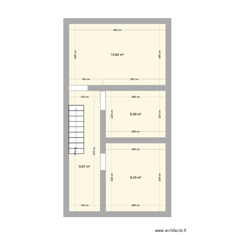 Wiheries 2ème étage. Plan de 4 pièces et 38 m2