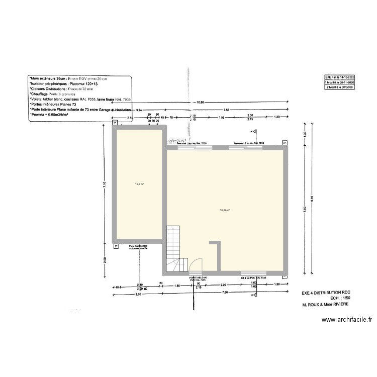 kerante. Plan de 2 pièces et 73 m2