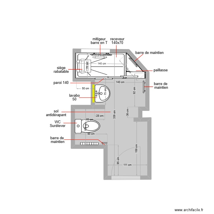 djigo. Plan de 1 pièce et 5 m2