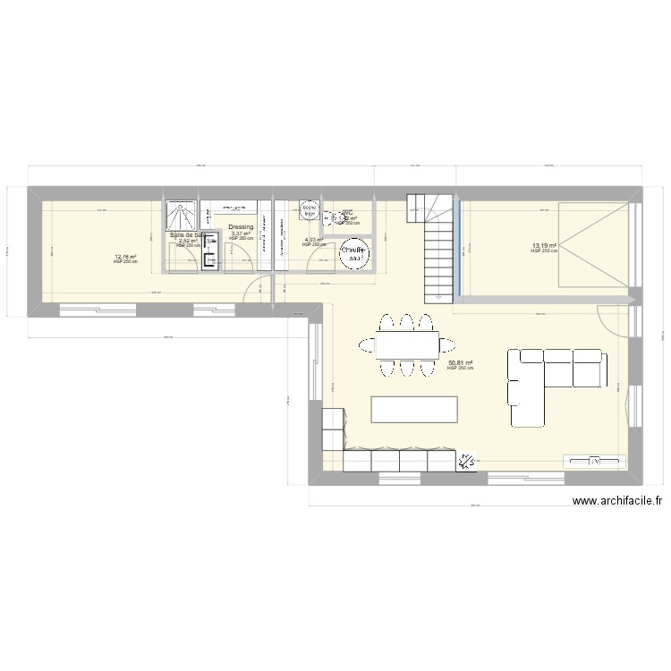 projet plessis grammoire. Plan de 14 pièces et 153 m2