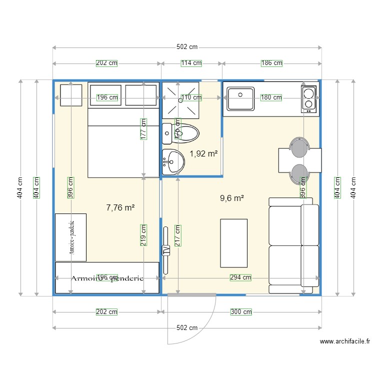 20m2. Plan de 0 pièce et 0 m2