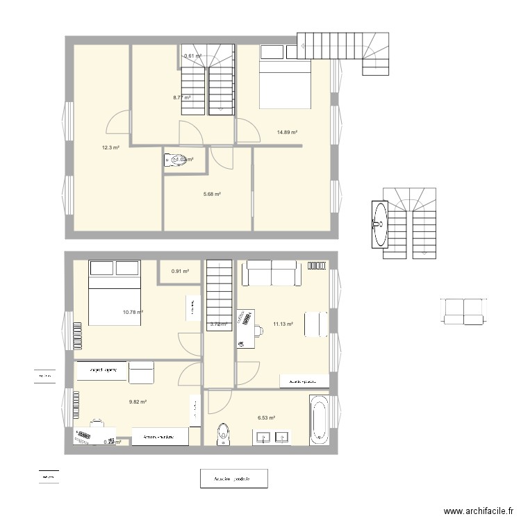 Arline 1er. Plan de 13 pièces et 86 m2