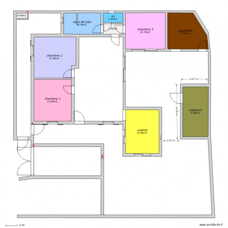 plan de la maison avec projet cabanon . Plan de 0 pièce et 0 m2