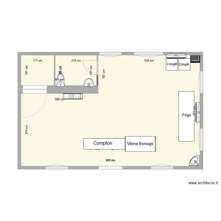 Projet réaménagement. Plan de 2 pièces et 51 m2