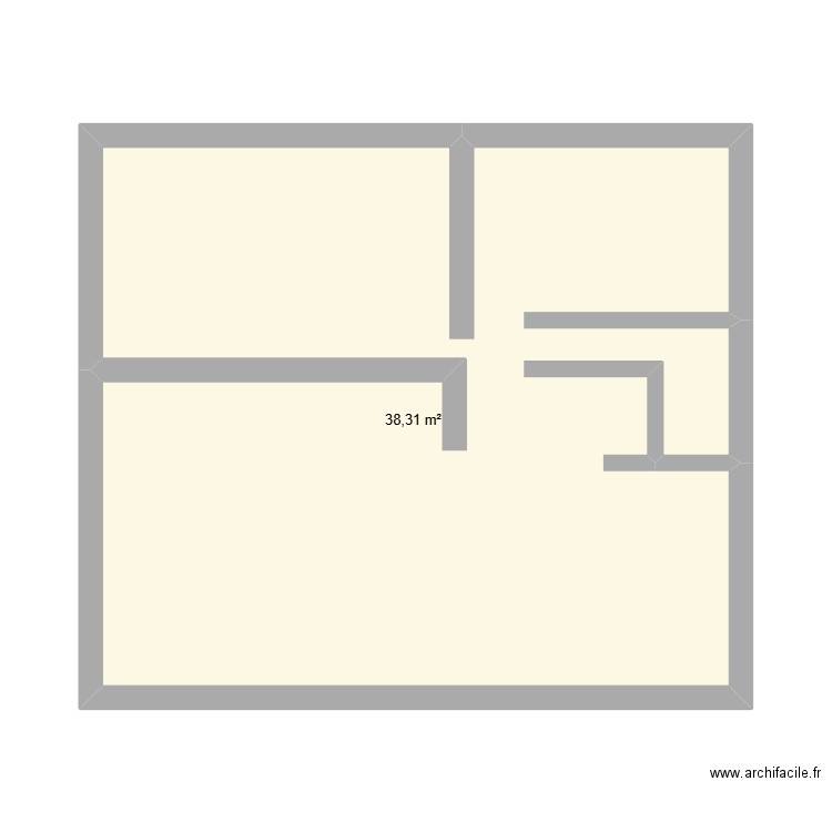 soussol. Plan de 1 pièce et 38 m2