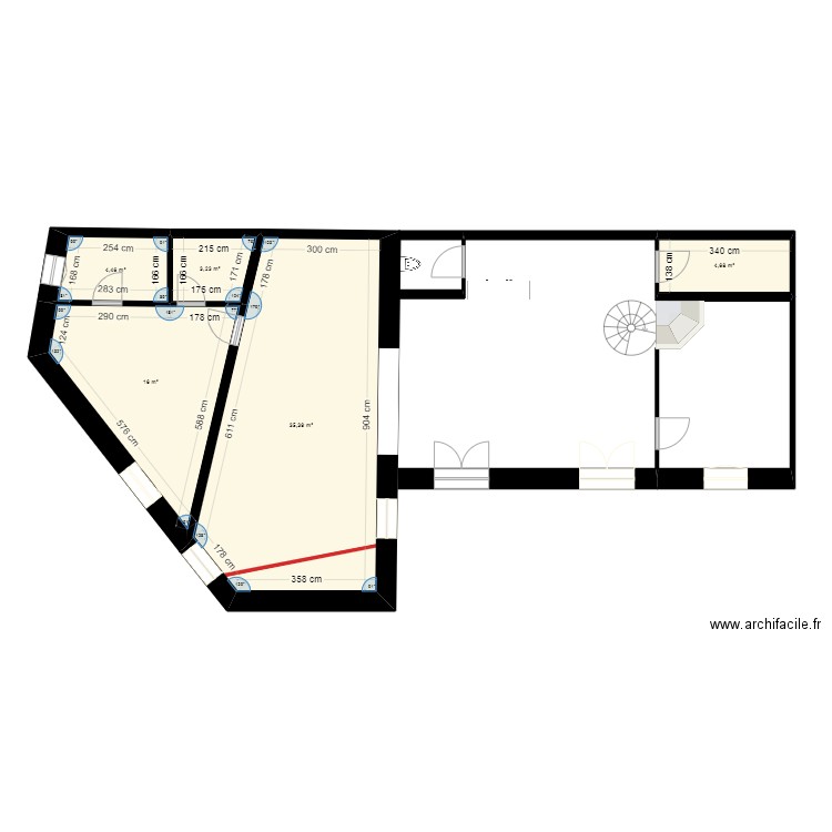 plan vide. Plan de 5 pièces et 64 m2