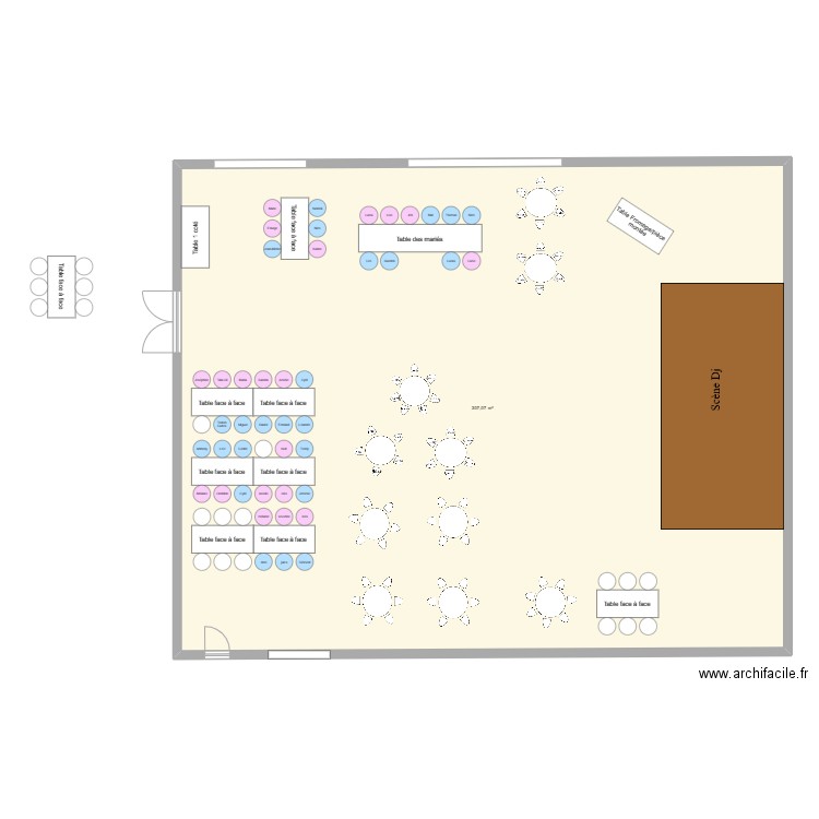 Plan Salle. Plan de 1 pièce et 307 m2