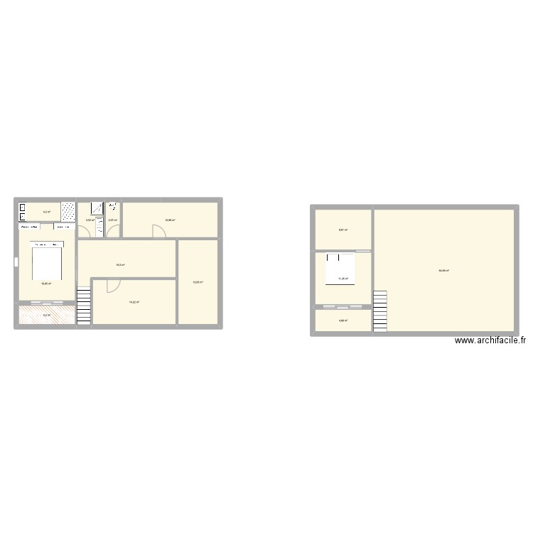 Etage St Romain. Plan de 13 pièces et 177 m2