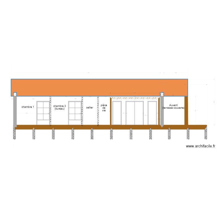 plan coupe facade ouest. Plan de 0 pièce et 0 m2