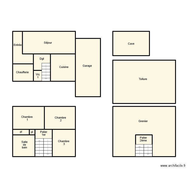 QUIMPER CANEVET TY ROUX. Plan de 18 pièces et 90 m2